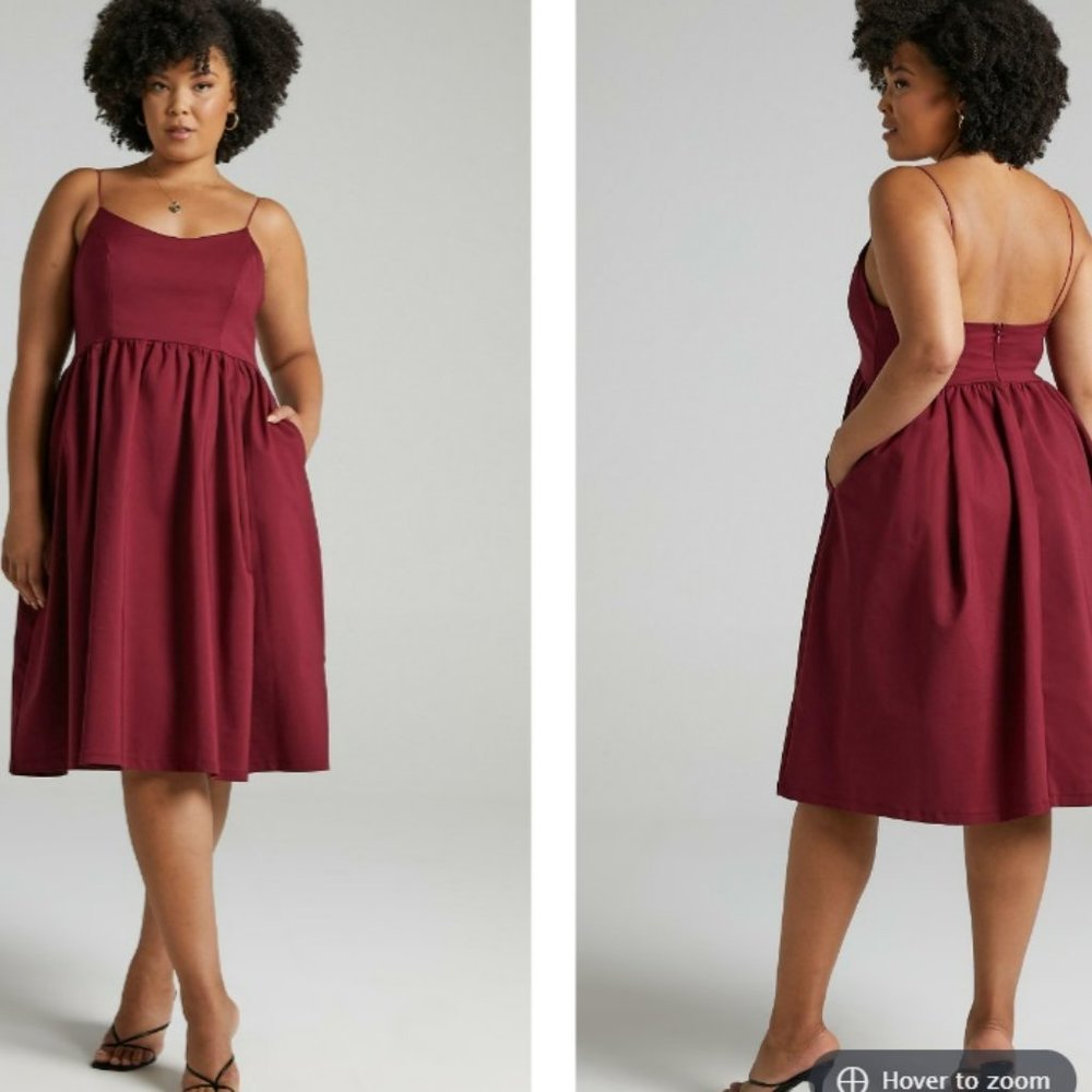 Showpo Wild Night Scoop Neck A-Line Dress Red Sz 10 party cocktail feminine